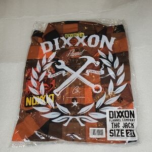 NWT Dixxon Men's 2X 2XL "The Jack" Orange Black Flannel Shirt Fall Halloween